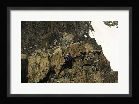 Framed High angle view of a person mountain climbing, Ansel Adams Wilderness, California, USA Print