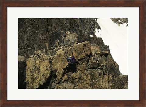 Framed High angle view of a person mountain climbing, Ansel Adams Wilderness, California, USA Print