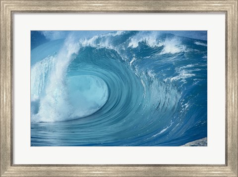 Framed Close-up of waves in the sea in turquoise Print