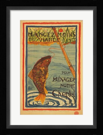 Framed Mangez moins de viande pour menager notre cheptel Print
