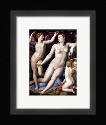 Framed Angelo Bronzino - Venus, Cupid and Envy Print