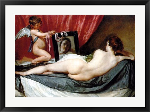 Framed Venus At Her Mirror Print