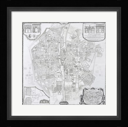 Framed 1676 Plan de Bullet et Blondel Print