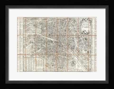 Framed 1780 Esnauts and Rapilly Case Map of Paris Print
