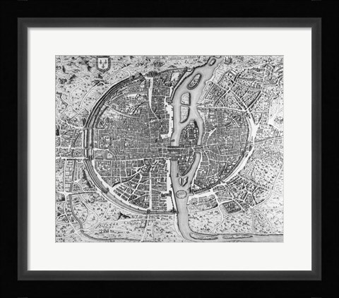 Framed Map of Paris circa 1550 Print