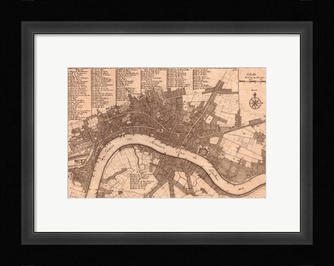 Framed Nicolas de fer 1700 London Print