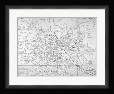Framed Paris map circe 1739 Print
