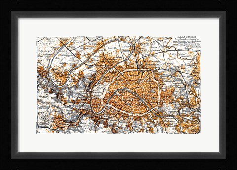 Framed Paris in Brockhaus 1937 Print