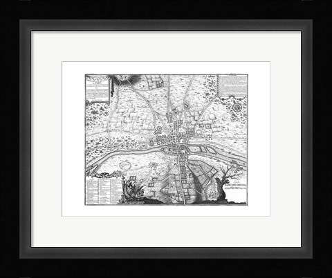 Framed Plan de Paris - gray Print