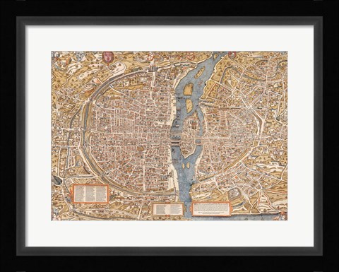 Framed Plan de Paris map Print