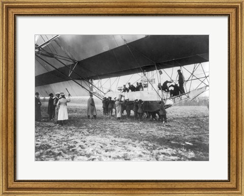 Framed Zeppelin Landing in Presence of Count Zeppelin and Crown Prince Print