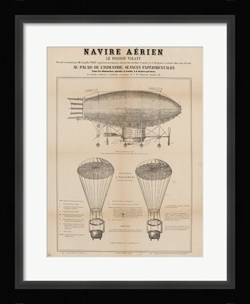 Framed Navire Aerien Blimp Print