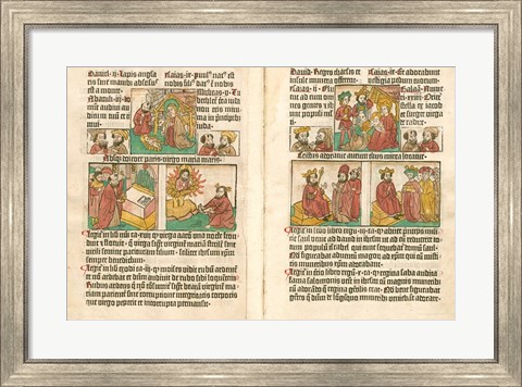 Framed Spread from the Biblia Pauperum printed by Albrecht Pfister Print