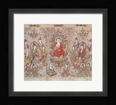 Framed Chang Sheng Wen Buddha Print