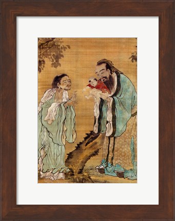 Framed Confucius Laozi Buddha Print