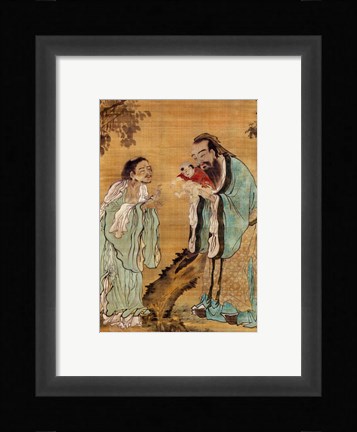 Framed Confucius Laozi Buddha Print