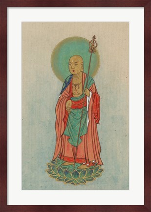 Framed Buddha Standing on a Lotus Print