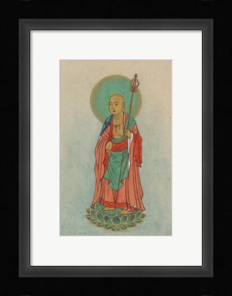 Framed Buddha Standing on a Lotus Print