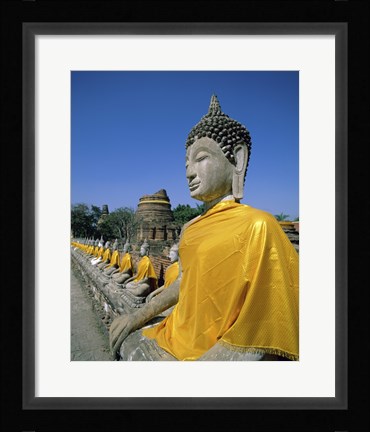 Framed Buddha statue at a temple, Wat Yai Chai Mongkol, Ayutthaya, Thailand Print