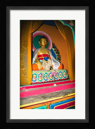 Framed Statue of Buddha in a temple, Paugha, Annapurna Range, Nepal Print