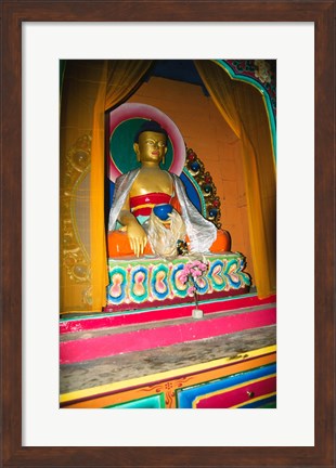 Framed Statue of Buddha in a temple, Paugha, Annapurna Range, Nepal Print