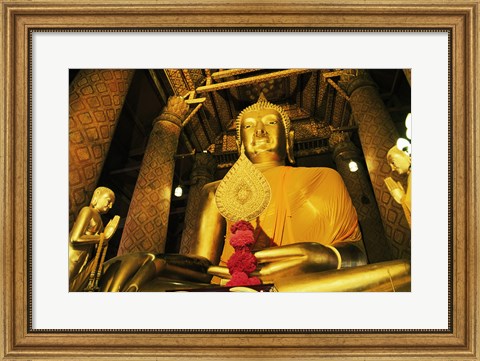 Framed Statue of Buddha, Wat Phanan Choeng, Ayutthaya, Thailand Print