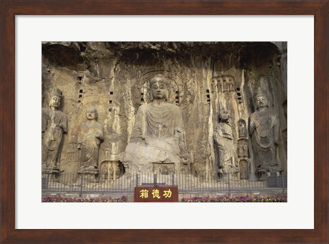 Framed Buddha Statue in a Cave, Longmen Caves, Luoyang, China Print