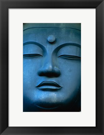 Framed Close-up of the face of a Buddha Statue, Tokyo, Honshu, Japan Print