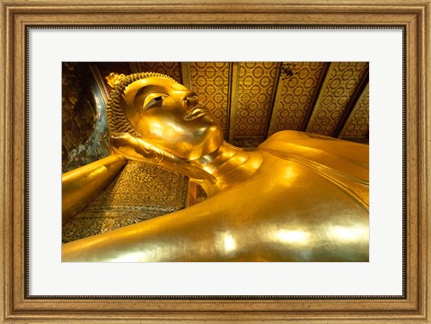 Framed Close-up of the Reclining Buddha, Wat Po, Bangkok, Thailand Print