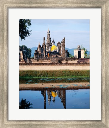 Framed Silhouette of the Seated Buddha Reflected, Wat Mahathat, Sukhothai, Thailand Print