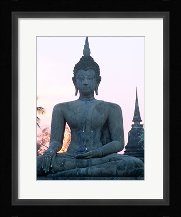 Framed Front view of the Seated Buddha, Wat Mahathat, Sukhothai, Thailand Print