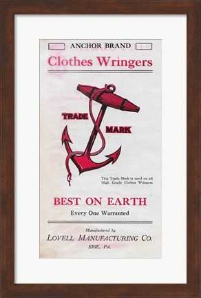 Framed Anchor Brand Clothes Wringer Print
