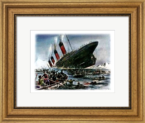 Framed Titanic Sinking Print