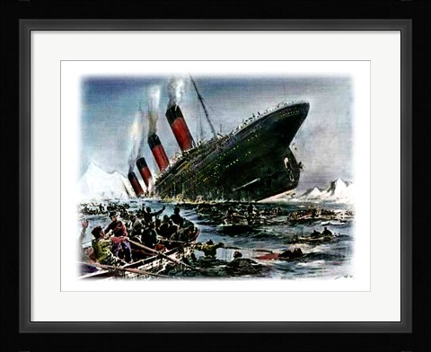 Framed Titanic Sinking Print