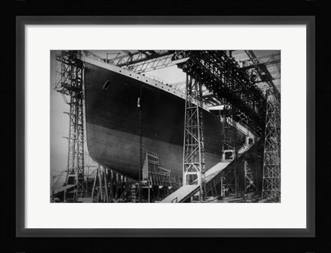 Framed Titanic Constructed at the Harland and Wolff Shipyard in Belfast Before Sail Print
