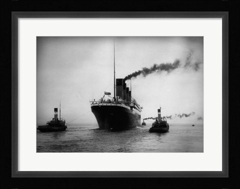 Framed Titanic with Tugboats Print