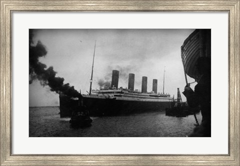 Framed Titanic Leaving Harbor Print