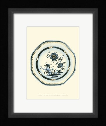 Framed Blue &amp; White Porcelain Plate II Print
