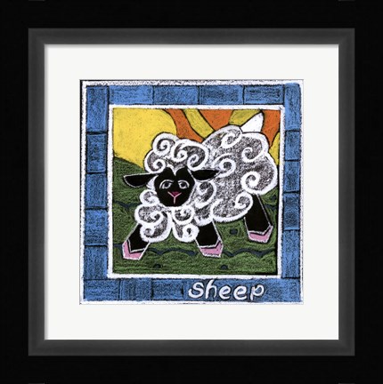 Framed Whimsical Sheep Print