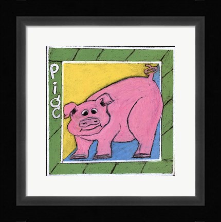 Framed Whimsical Pig Print
