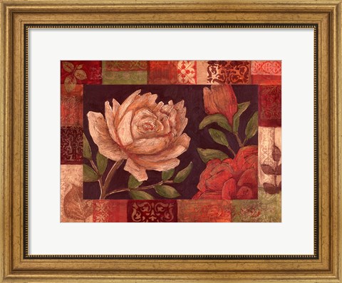 Framed Floral Patchwork I Print
