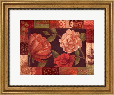 Framed Floral Patchwork II Print