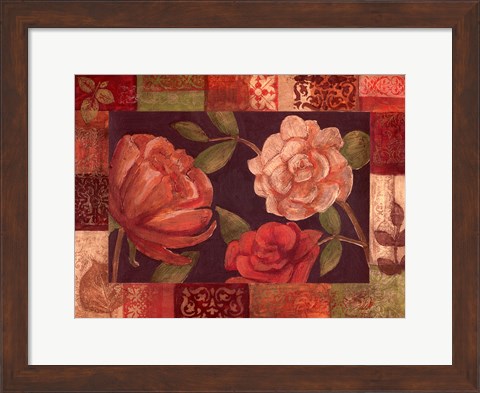 Framed Floral Patchwork II Print