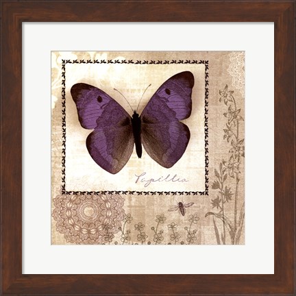 Framed Butterfly Notes I Print