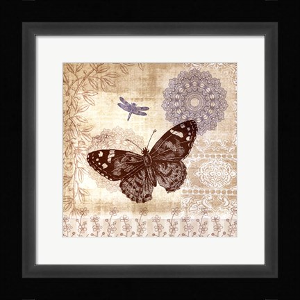 Framed Butterfly Notes II Print
