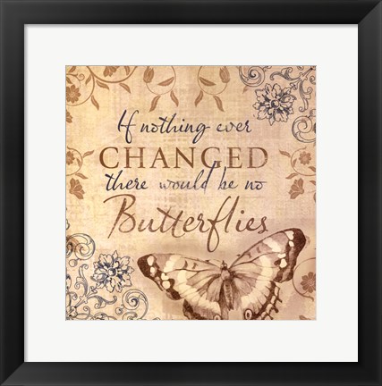Framed Butterfly Notes VI Print