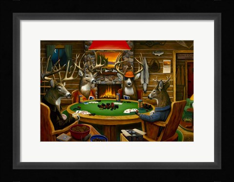 Framed Deer Camp Print