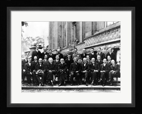 Framed 1927 Solvay Conference on Quantum Mechanics Print