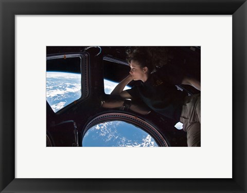 Framed Tracy Caldwell Dyson in the Cupola Observing the Earth during Expedition 24 Print