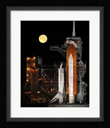 Framed Space Shuttle Discovery under a Full Moon Print